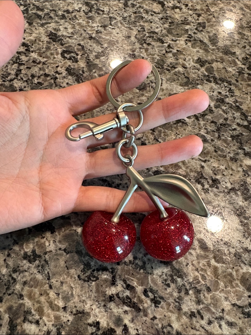 NWOT Sparkling Red Cherry Keychain Bagcharm